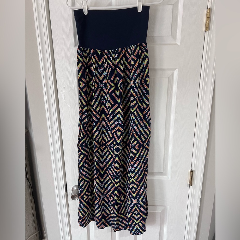 Xhilaration Navy and Multicolor Patterned Dress
